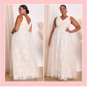 Lulus Ivory Lace Maxi Wedding Dress